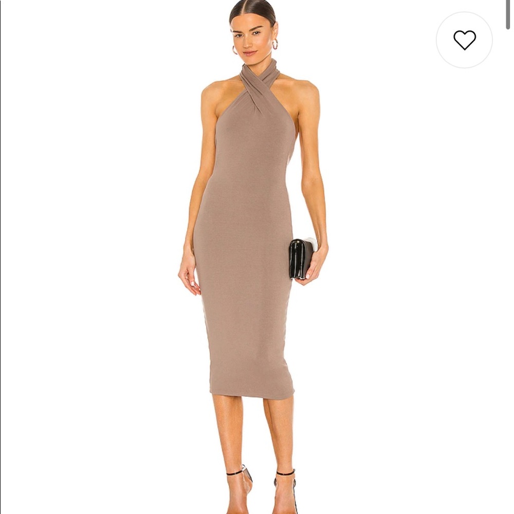 NBD Anju Midi Dress in Deep Taupe Size S Revolve
